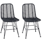 Dining Chair 2 pcs Black 44 x 47 x 85 cm Rattan and Iron