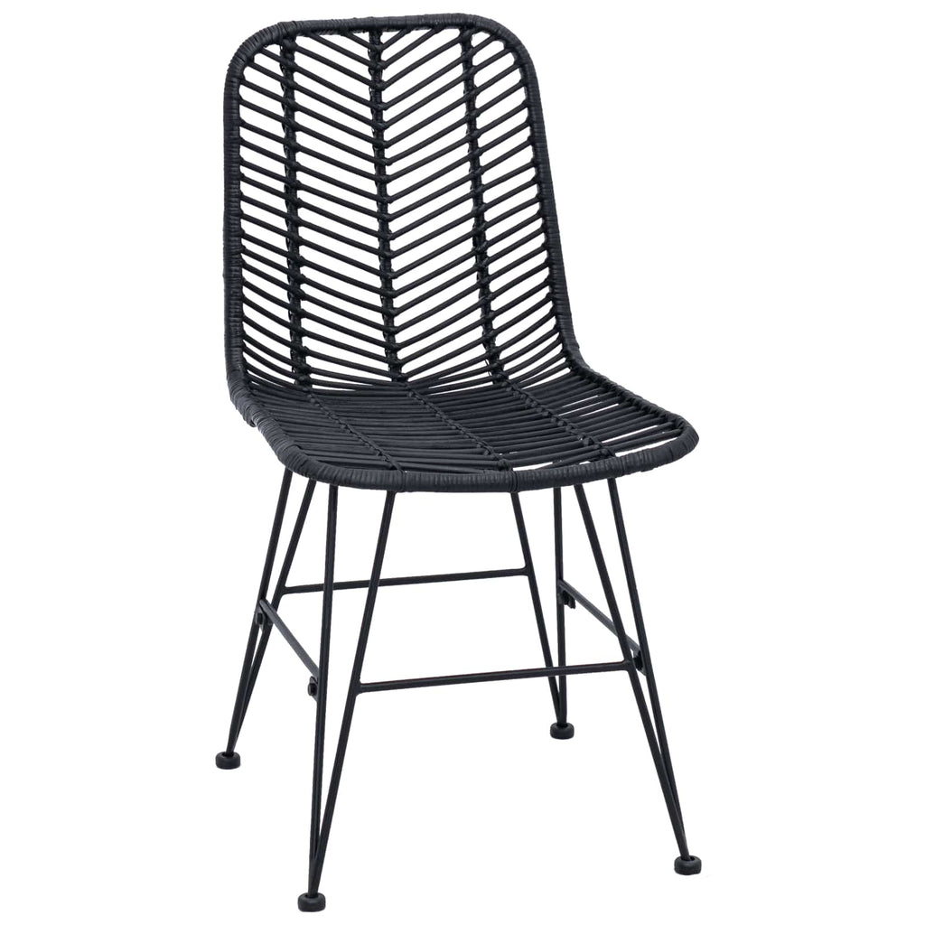 Dining Chair 2 pcs Black 44 x 47 x 85 cm Rattan and Iron