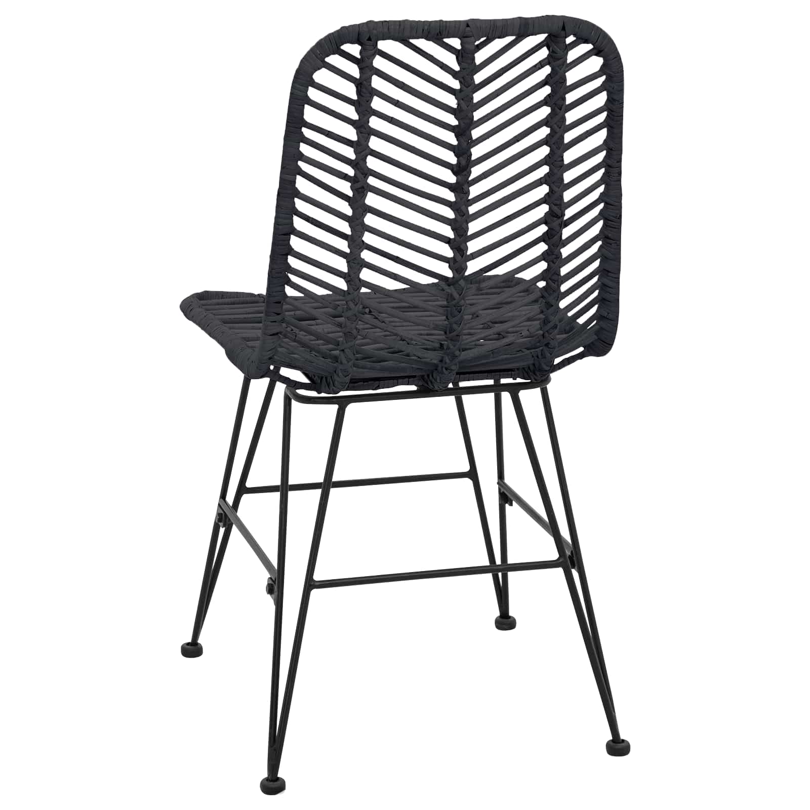 Dining Chair 2 pcs Black 44 x 47 x 85 cm Rattan and Iron