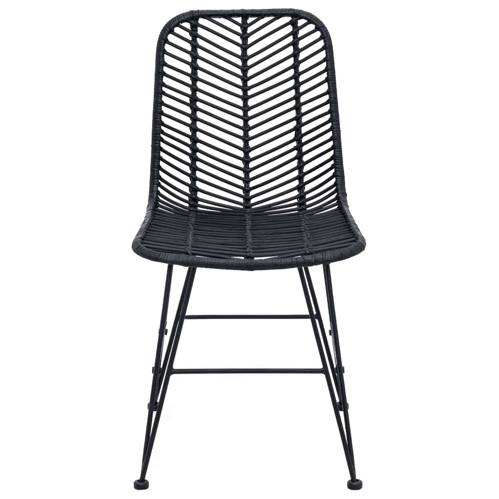 Dining Chair 2 pcs Black 44 x 47 x 85 cm Rattan and Iron