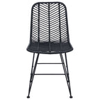 Dining Chair 2 pcs Black 44 x 47 x 85 cm Rattan and Iron