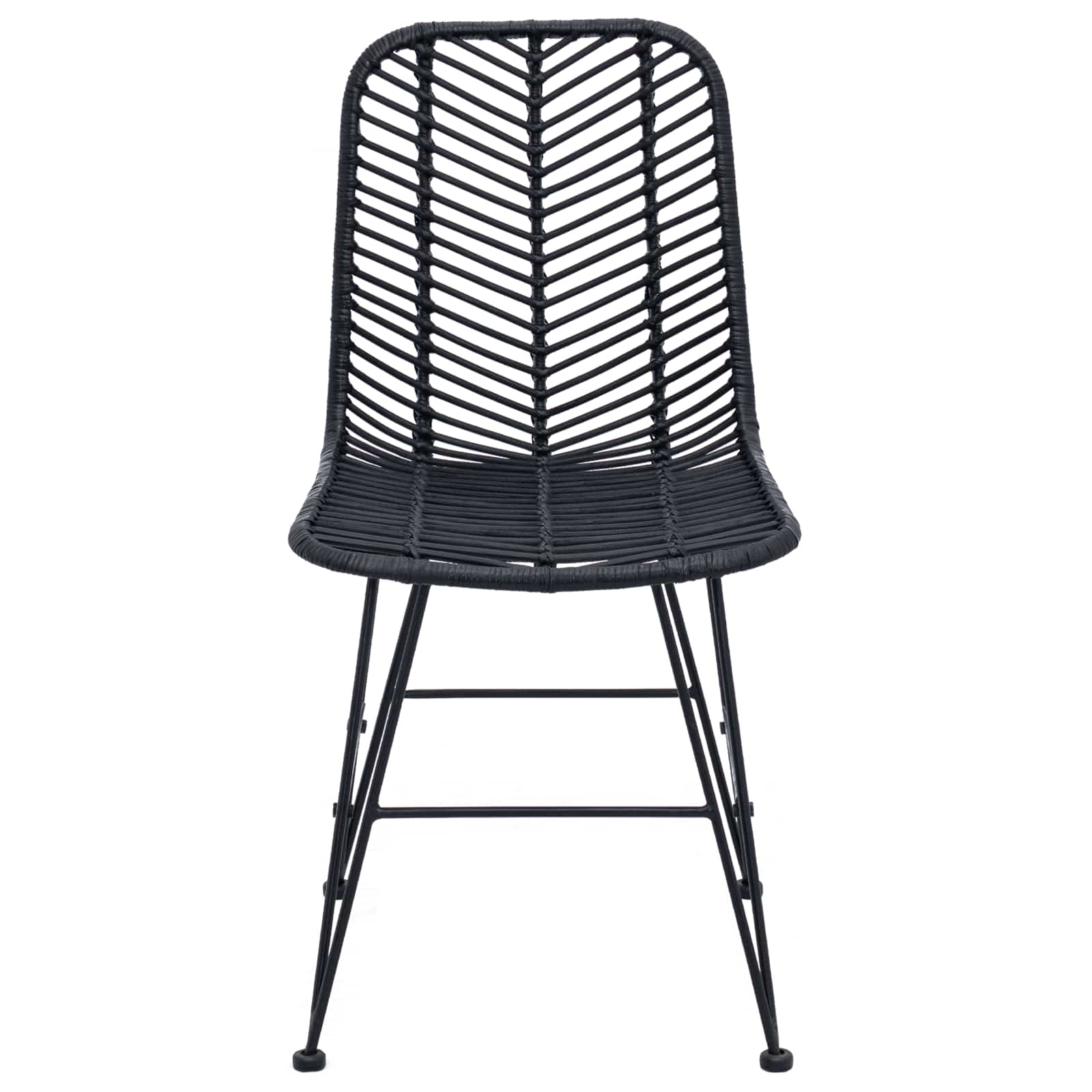 Dining Chair 2 pcs Black 44 x 47 x 85 cm Rattan and Iron