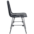 Dining Chair 2 pcs Black 44 x 47 x 85 cm Rattan and Iron