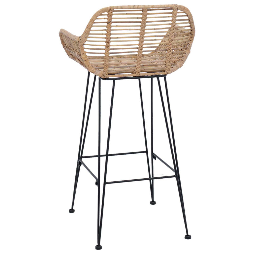 Bar Chair 2 pcs Natural 55 x 52 x 92 cm Rattan and Iron