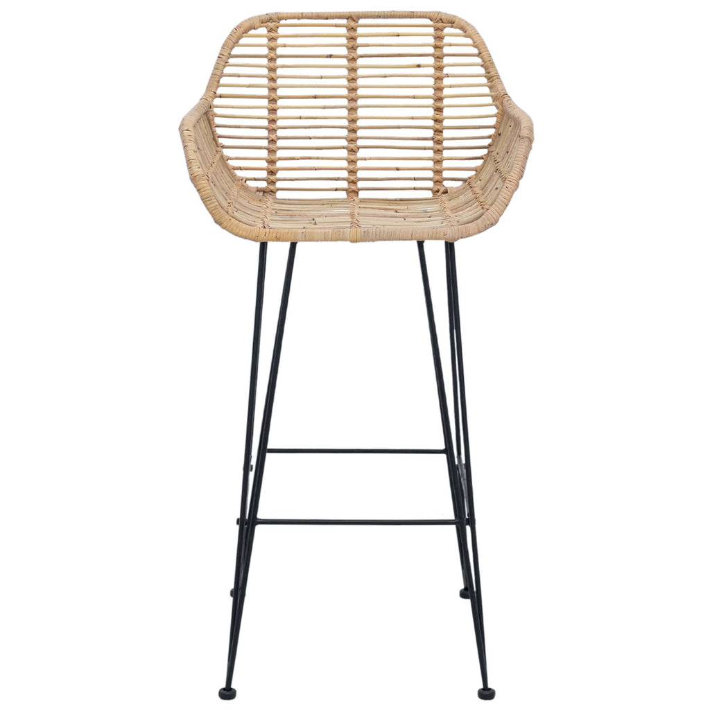 Bar Chair 2 pcs Natural 55 x 52 x 92 cm Rattan and Iron