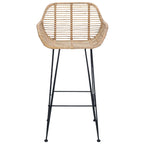 Bar Chair 2 pcs Natural 55 x 52 x 92 cm Rattan and Iron