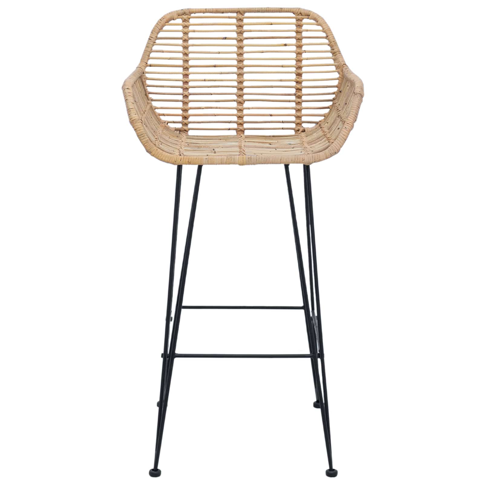 Bar Chair 2 pcs Natural 55 x 52 x 92 cm Rattan and Iron