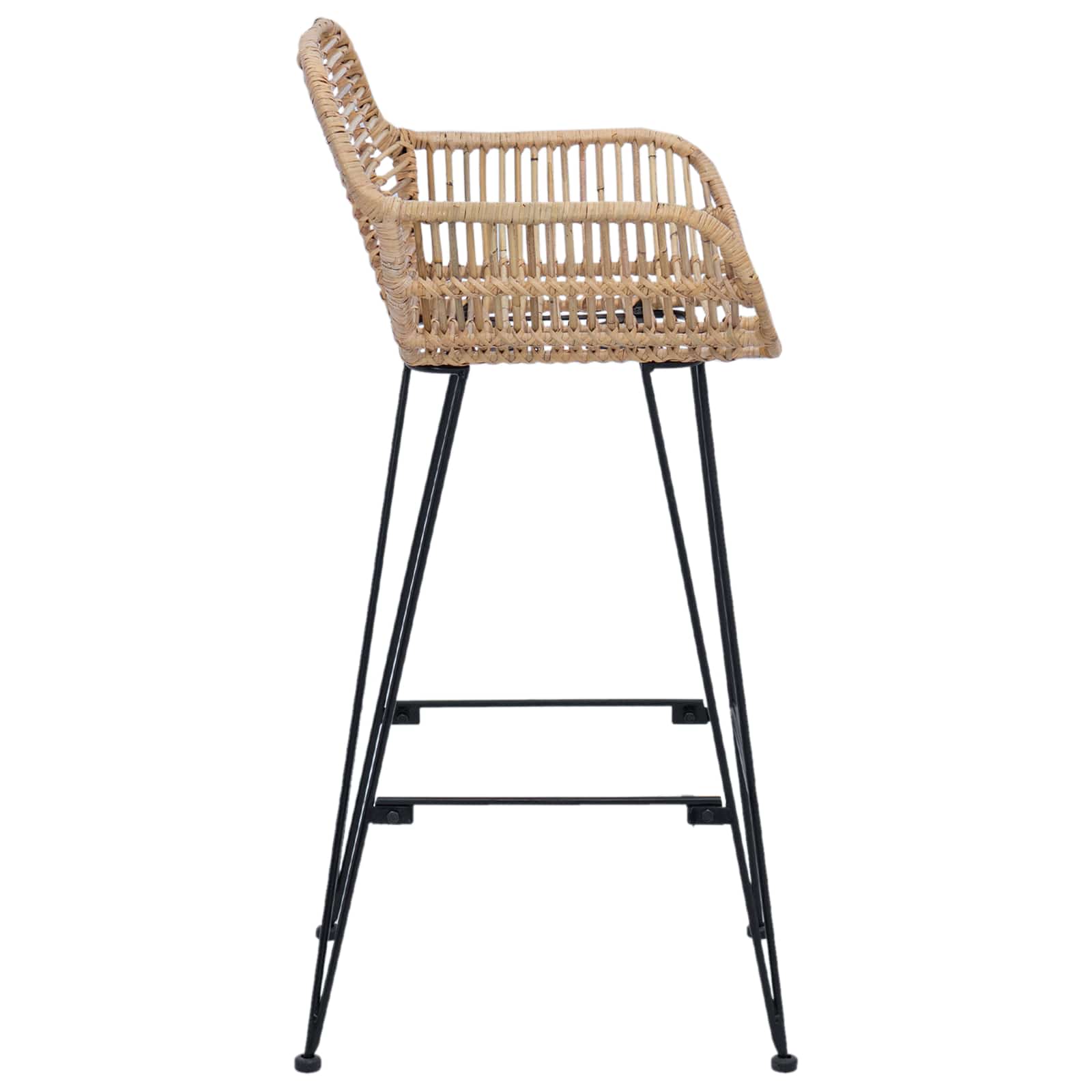 Bar Chair 2 pcs Natural 55 x 52 x 92 cm Rattan and Iron
