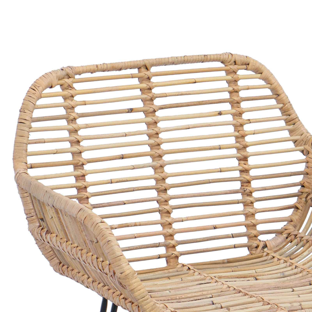 Bar Chair 2 pcs Natural 55 x 52 x 105 cm Rattan and Iron