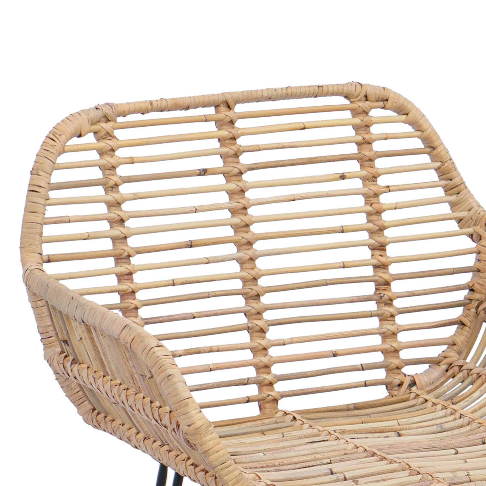 Bar Chair 2 pcs Natural 55 x 52 x 105 cm Rattan and Iron