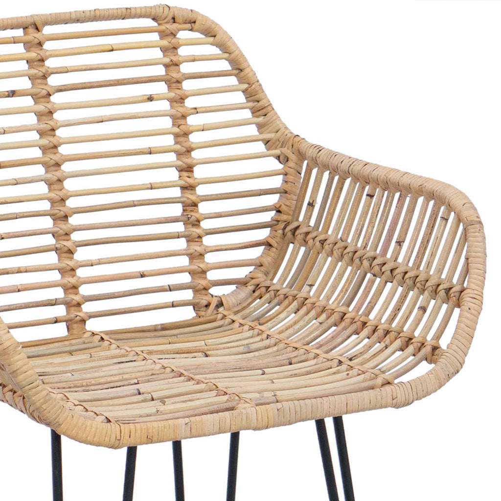 Bar Chair 2 pcs Natural 55 x 52 x 105 cm Rattan and Iron