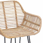 Bar Chair 2 pcs Natural 55 x 52 x 105 cm Rattan and Iron