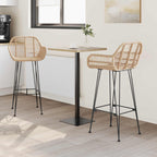 Bar Chair 2 pcs Natural 55 x 52 x 105 cm Rattan and Iron