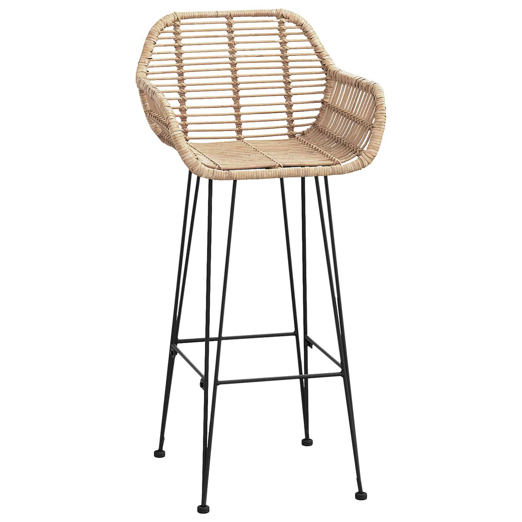 Bar Chair 2 pcs Natural 55 x 52 x 105 cm Rattan and Iron