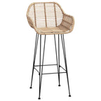 Bar Chair 2 pcs Natural 55 x 52 x 105 cm Rattan and Iron