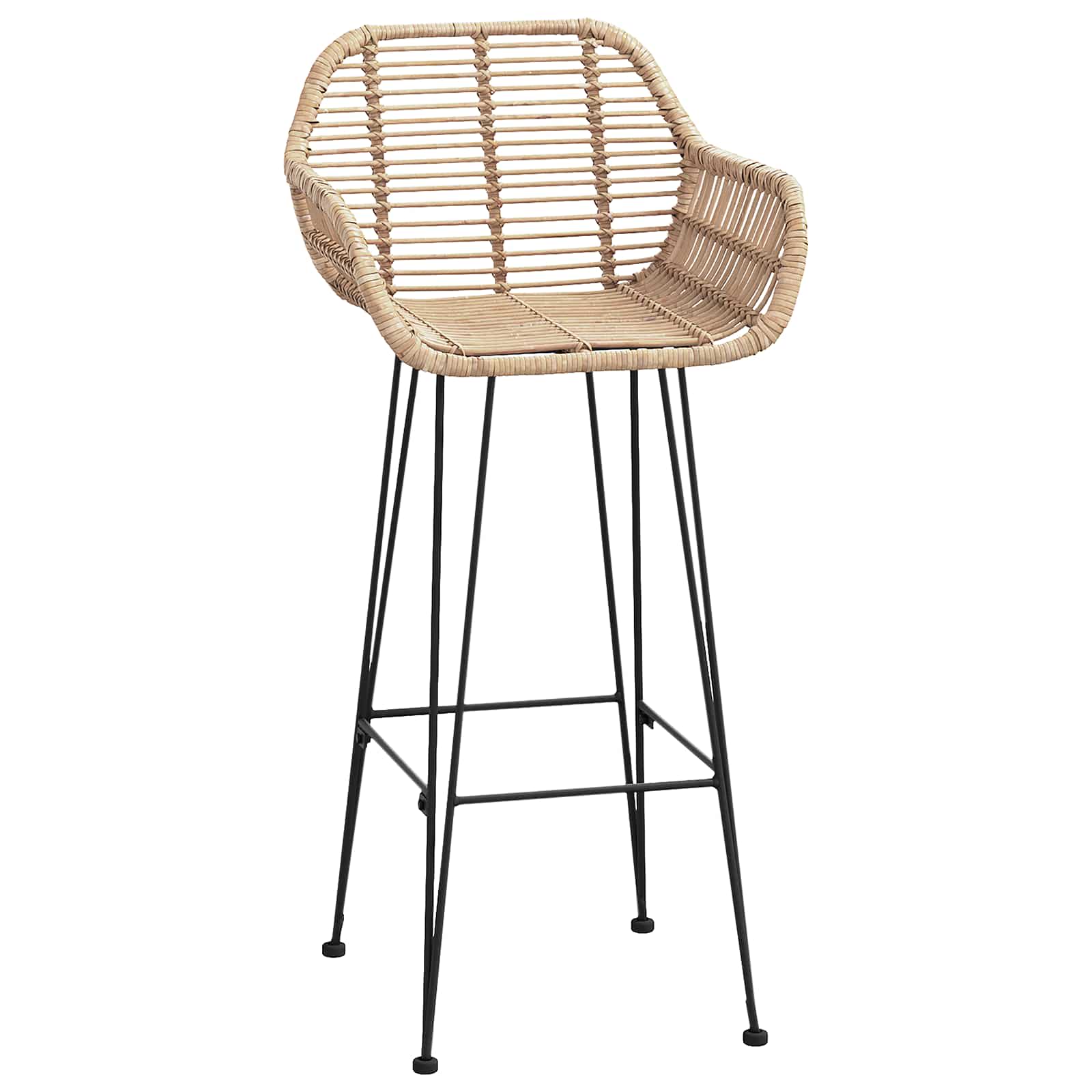 Bar Chair 2 pcs Natural 55 x 52 x 105 cm Rattan and Iron