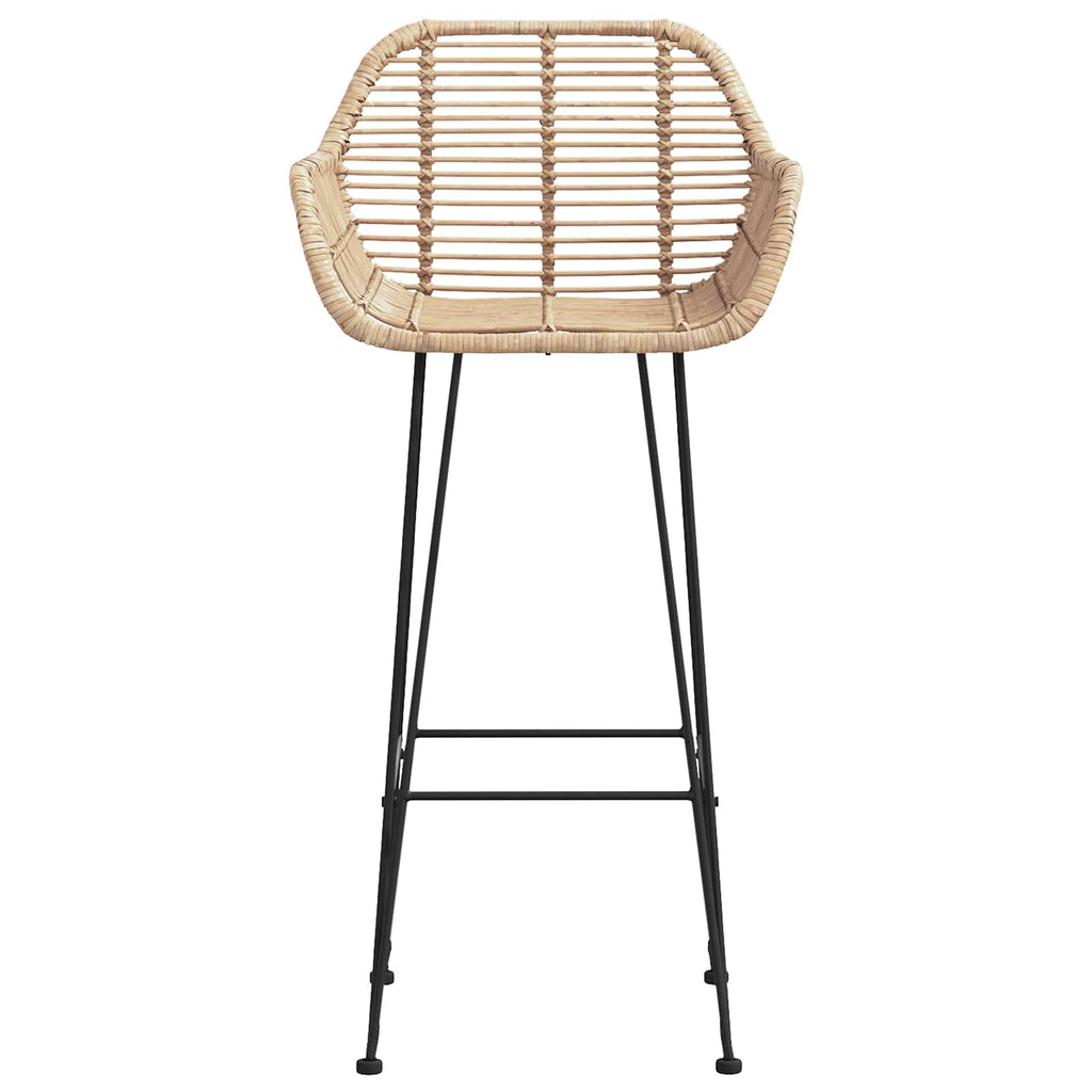Bar Chair 2 pcs Natural 55 x 52 x 105 cm Rattan and Iron