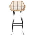 Bar Chair 2 pcs Natural 55 x 52 x 105 cm Rattan and Iron