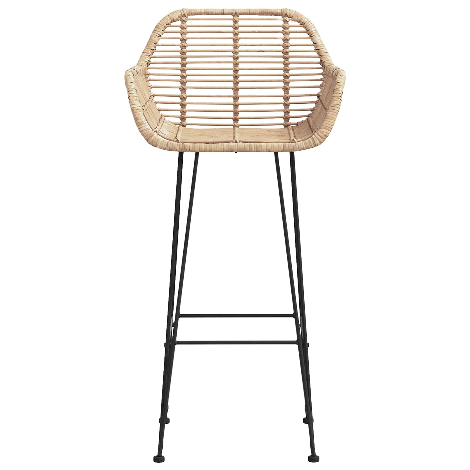 Bar Chair 2 pcs Natural 55 x 52 x 105 cm Rattan and Iron
