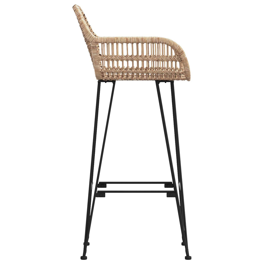 Bar Chair 2 pcs Natural 55 x 52 x 105 cm Rattan and Iron