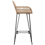 Bar Chair 2 pcs Natural 55 x 52 x 105 cm Rattan and Iron