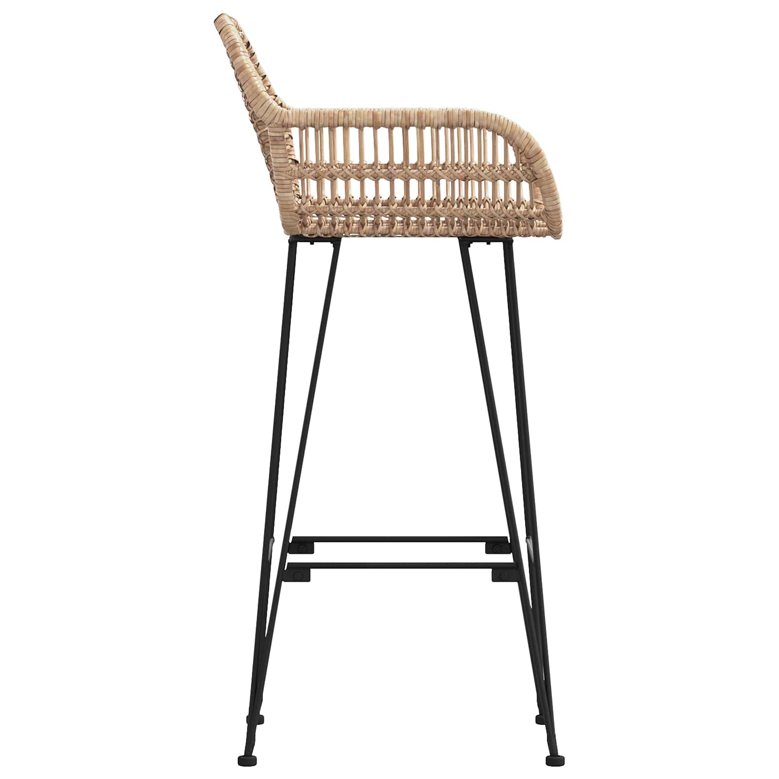 Bar Chair 2 pcs Natural 55 x 52 x 105 cm Rattan and Iron