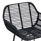 Bar Chair 2 pcs Black 55 x 52 x 92 cm Rattan and Iron