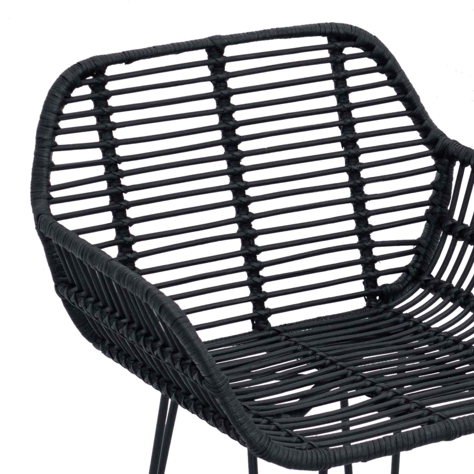 Bar Chair 2 pcs Black 55 x 52 x 92 cm Rattan and Iron