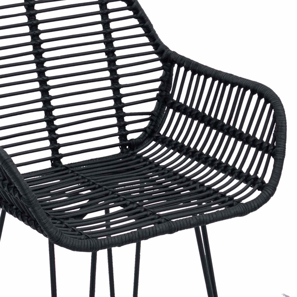 Bar Chair 2 pcs Black 55 x 52 x 92 cm Rattan and Iron