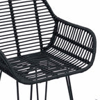 Bar Chair 2 pcs Black 55 x 52 x 92 cm Rattan and Iron