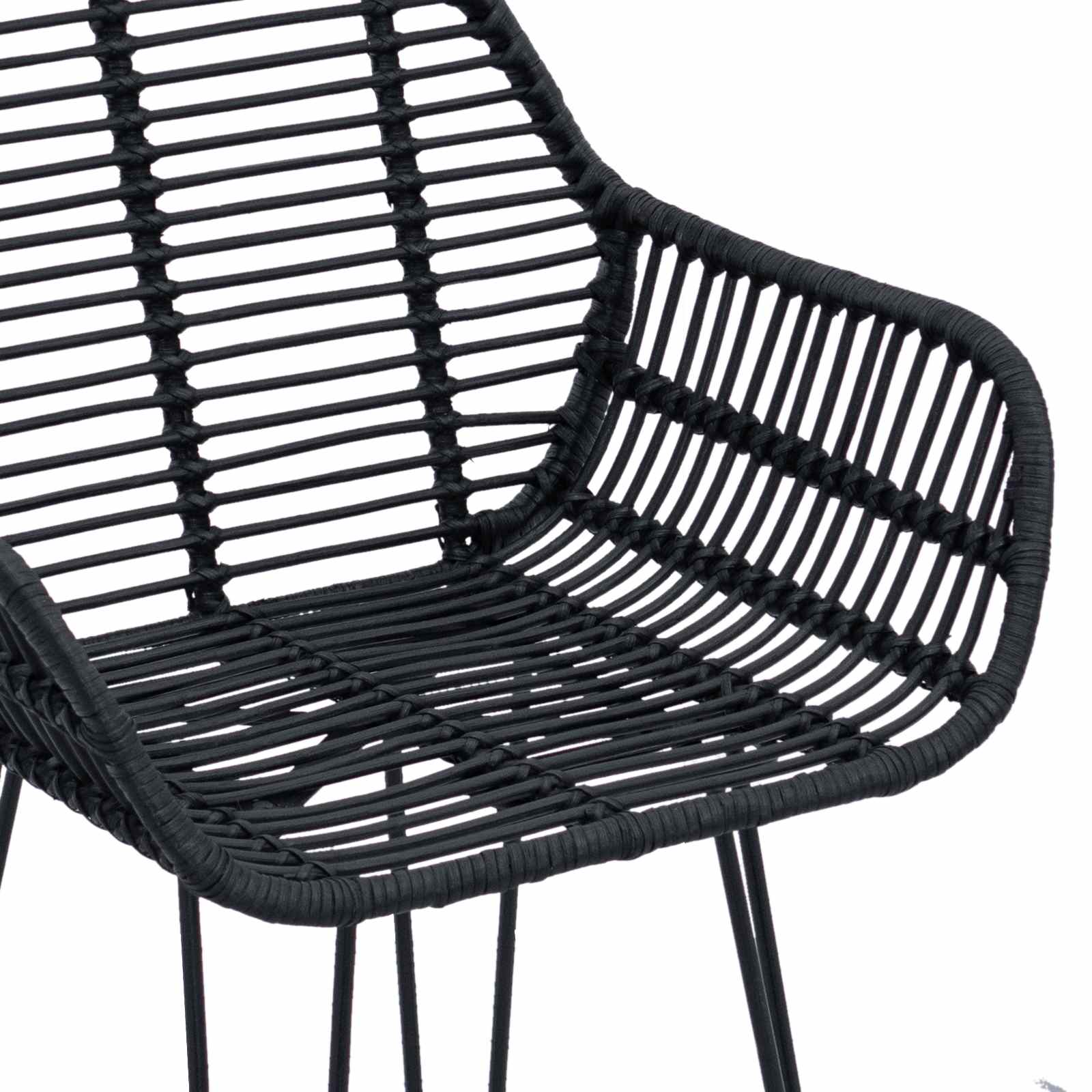 Bar Chair 2 pcs Black 55 x 52 x 92 cm Rattan and Iron