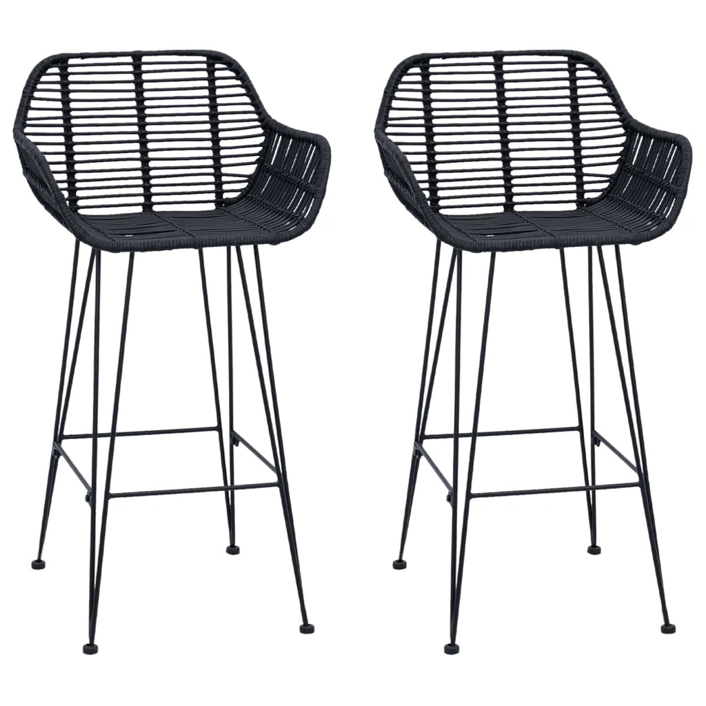 Bar Chair 2 pcs Black 55 x 52 x 92 cm Rattan and Iron