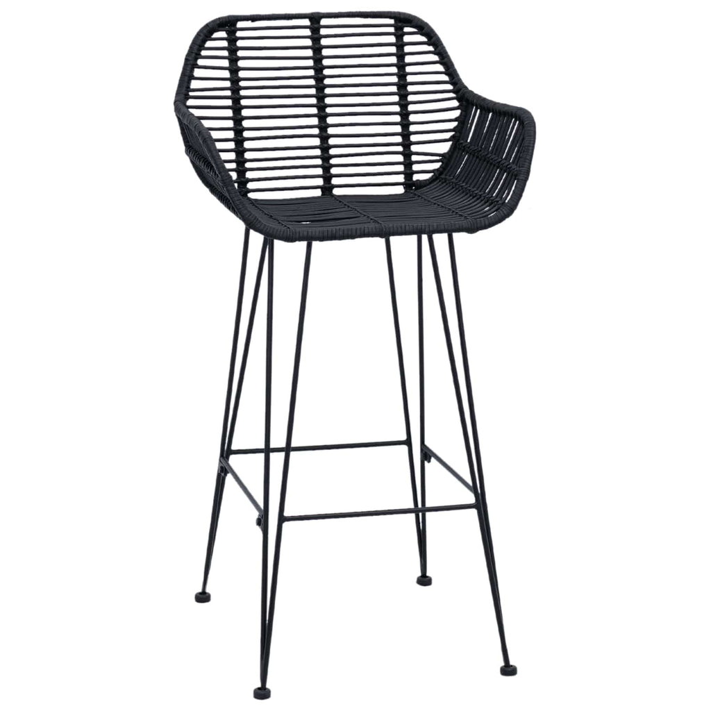 Bar Chair 2 pcs Black 55 x 52 x 92 cm Rattan and Iron