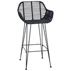 Bar Chair 2 pcs Black 55 x 52 x 92 cm Rattan and Iron
