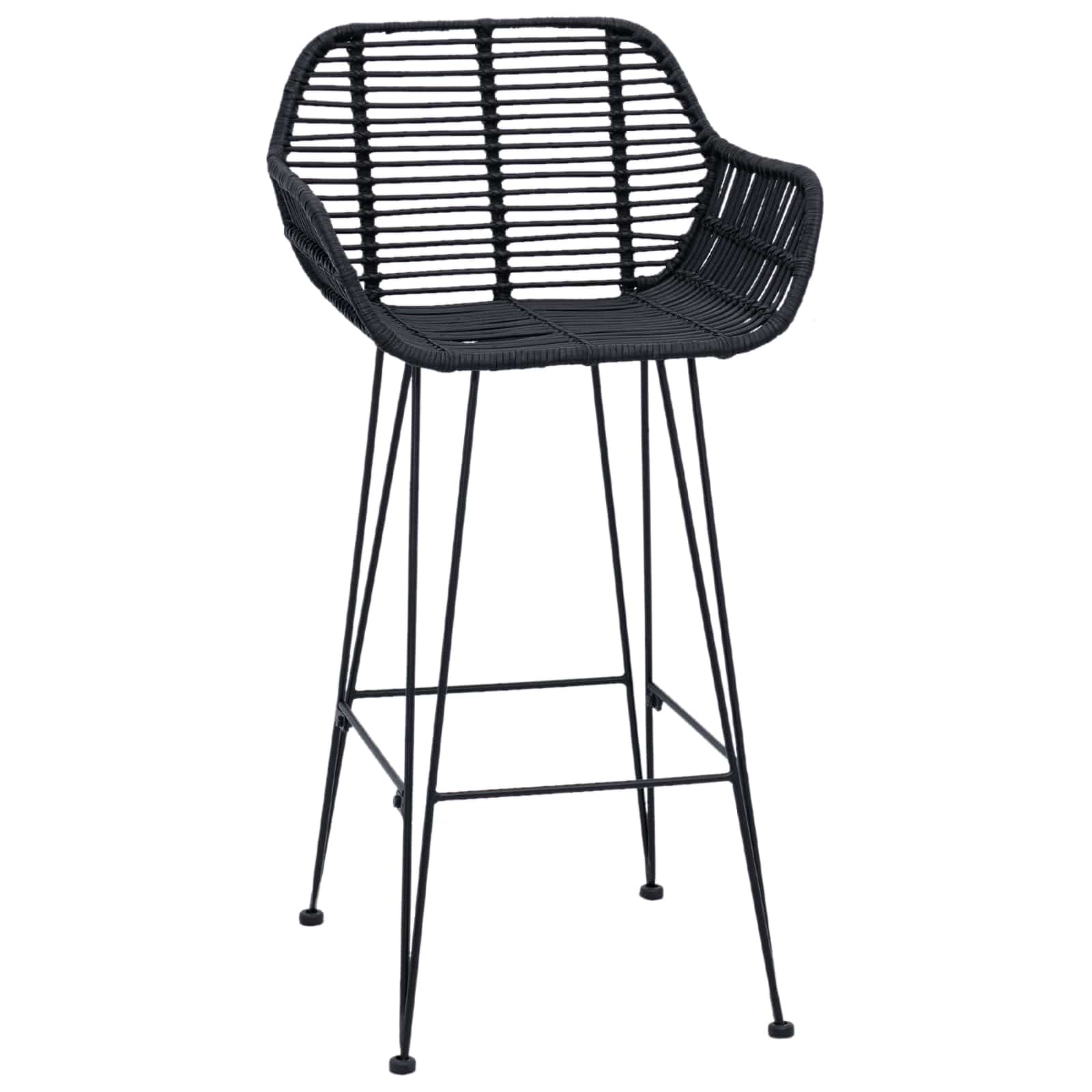 Bar Chair 2 pcs Black 55 x 52 x 92 cm Rattan and Iron