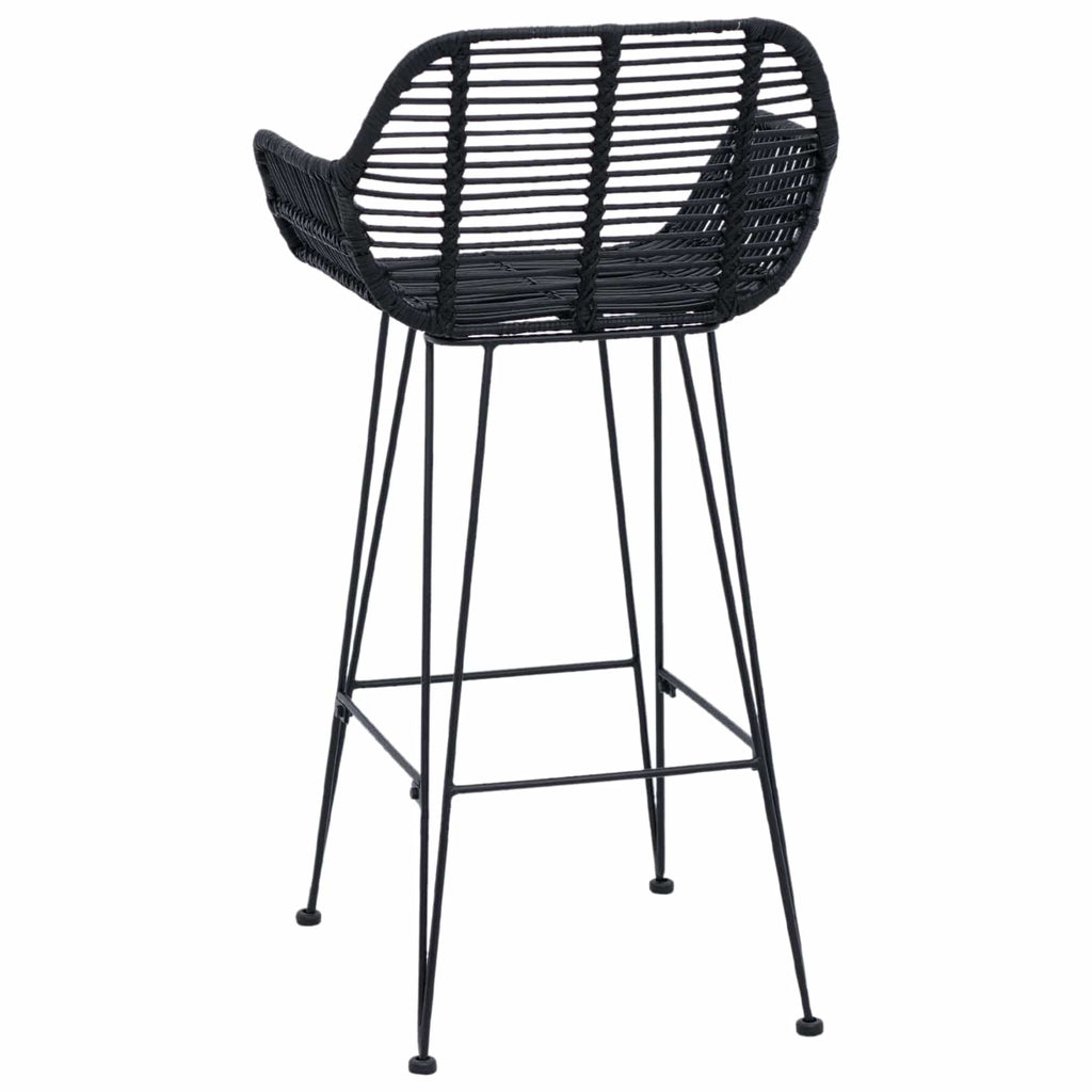 Bar Chair 2 pcs Black 55 x 52 x 92 cm Rattan and Iron