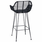 Bar Chair 2 pcs Black 55 x 52 x 92 cm Rattan and Iron