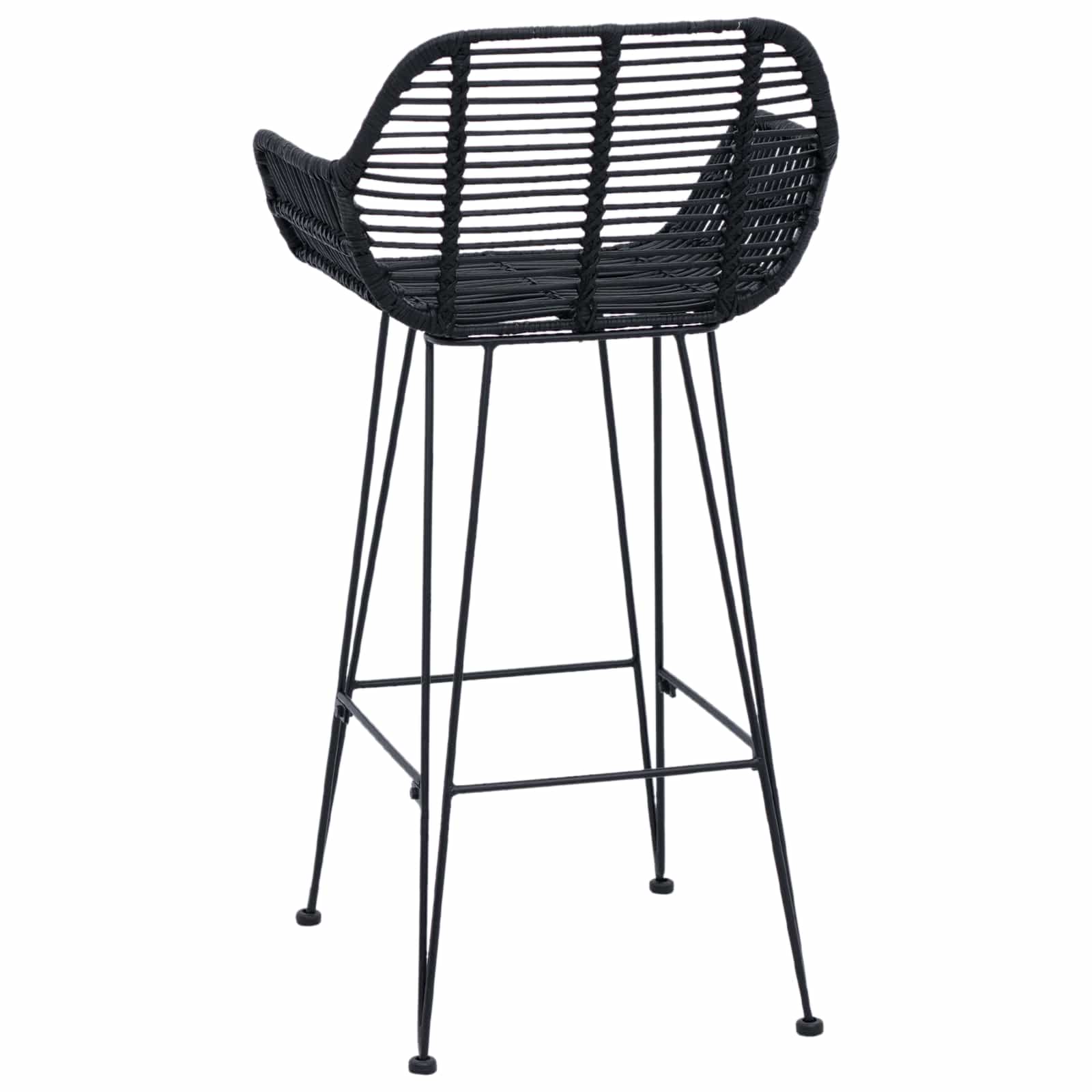 Bar Chair 2 pcs Black 55 x 52 x 92 cm Rattan and Iron