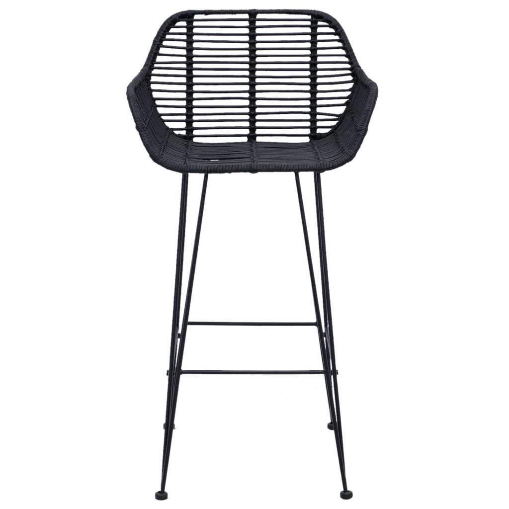 Bar Chair 2 pcs Black 55 x 52 x 92 cm Rattan and Iron