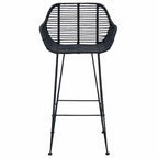 Bar Chair 2 pcs Black 55 x 52 x 92 cm Rattan and Iron