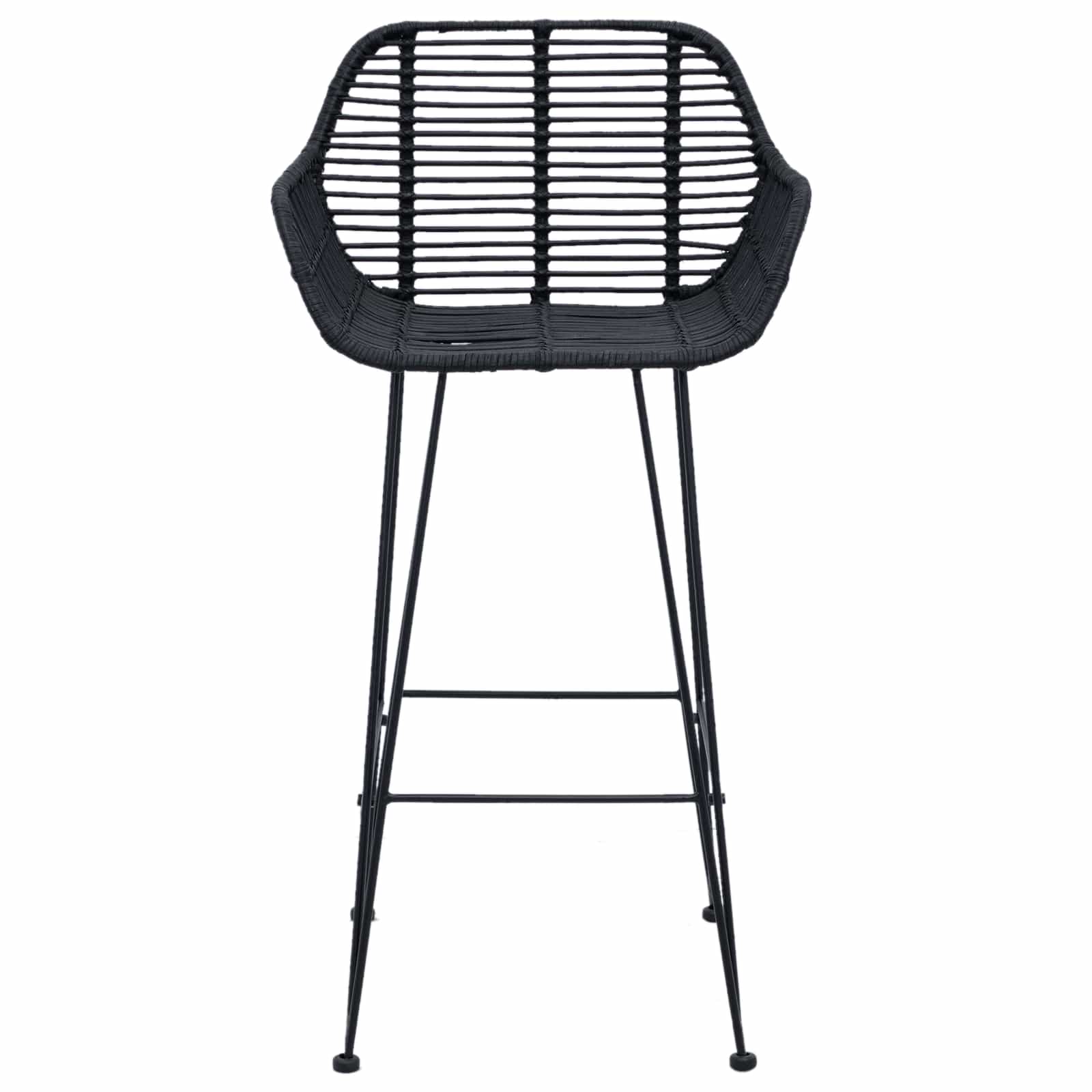 Bar Chair 2 pcs Black 55 x 52 x 92 cm Rattan and Iron
