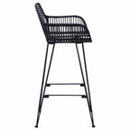 Bar Chair 2 pcs Black 55 x 52 x 92 cm Rattan and Iron