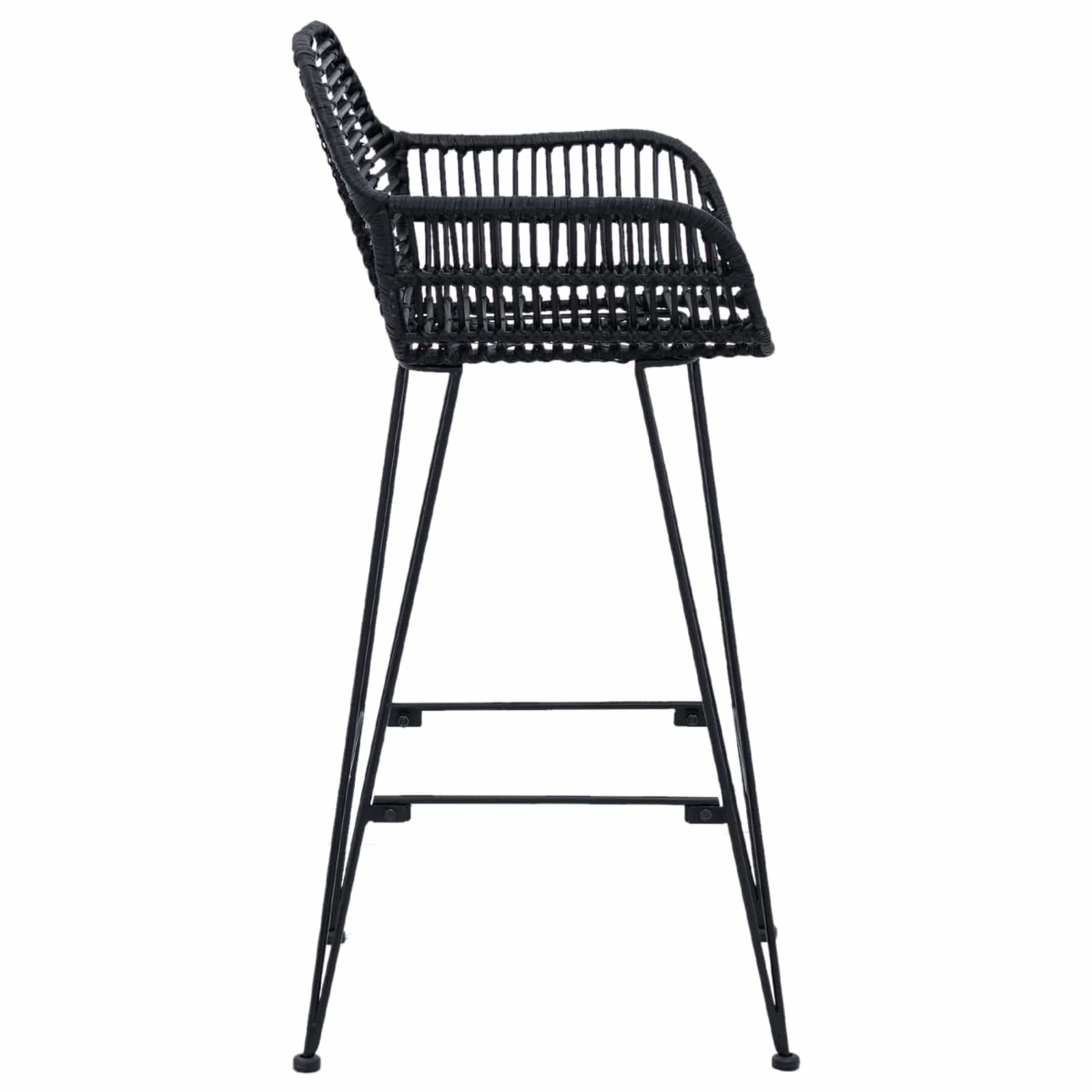 Bar Chair 2 pcs Black 55 x 52 x 92 cm Rattan and Iron