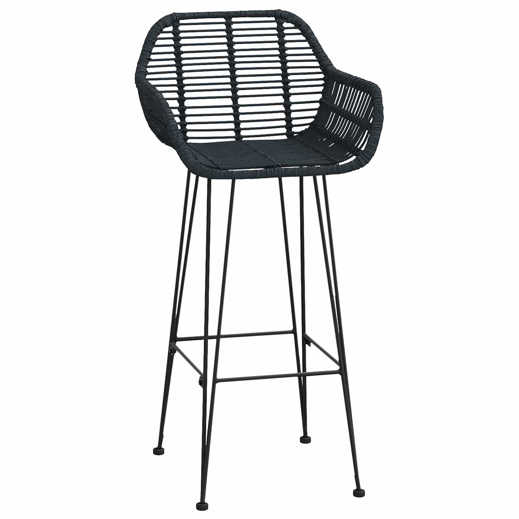 Bar Chair 2 pcs Black 55 x 52 x 105 cm Rattan and Iron