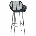 Bar Chair 2 pcs Black 55 x 52 x 105 cm Rattan and Iron