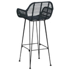 Bar Chair 2 pcs Black 55 x 52 x 105 cm Rattan and Iron