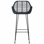 Bar Chair 2 pcs Black 55 x 52 x 105 cm Rattan and Iron
