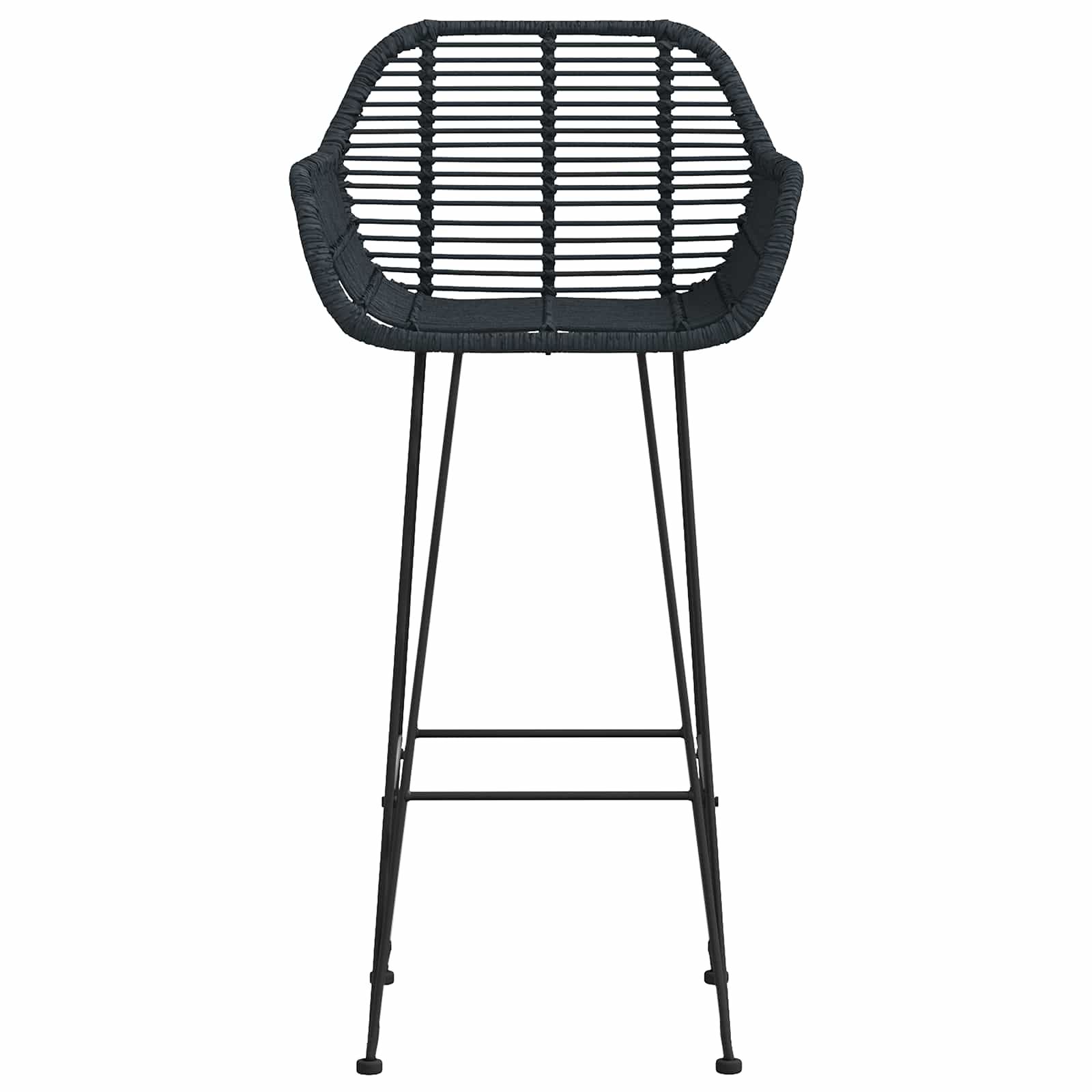 Bar Chair 2 pcs Black 55 x 52 x 105 cm Rattan and Iron