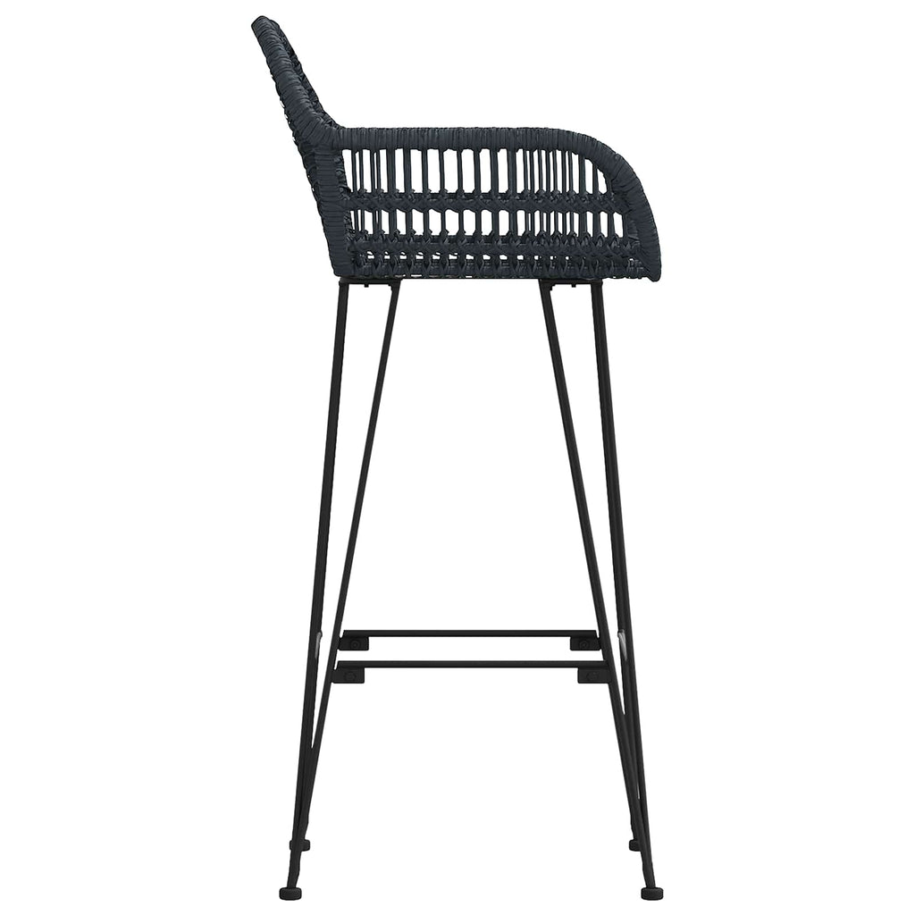 Bar Chair 2 pcs Black 55 x 52 x 105 cm Rattan and Iron