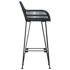 Bar Chair 2 pcs Black 55 x 52 x 105 cm Rattan and Iron